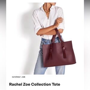 NWT SLIGHTLY DAMAGED Rachel Zoe Wine Leather Tote with Ribbon-Strap Detail